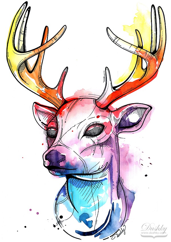 Watercolour Deer