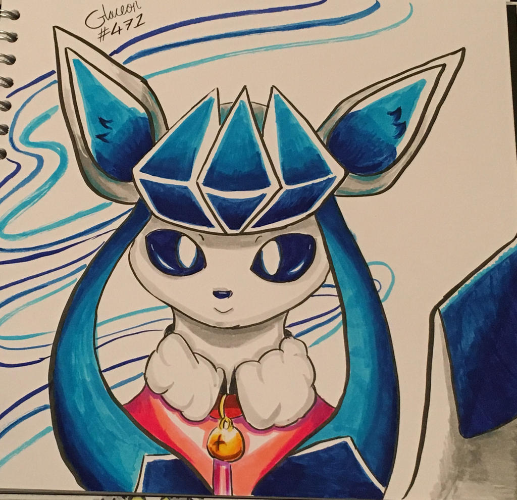 Glaceon quick doodle (with watercolour pens)