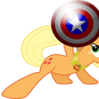 Applejack holding Captain America Shield