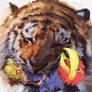 Tiger Eating Bird