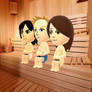 Mii Fighters in the Sauna