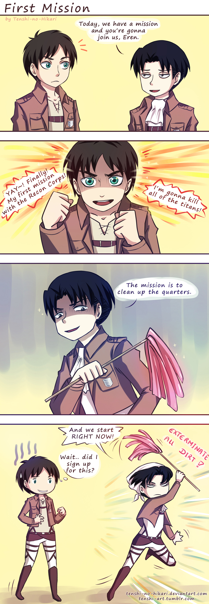 Attack on Titan Cleaning Levi, Eren, Jean / Free! Haru, Makoto