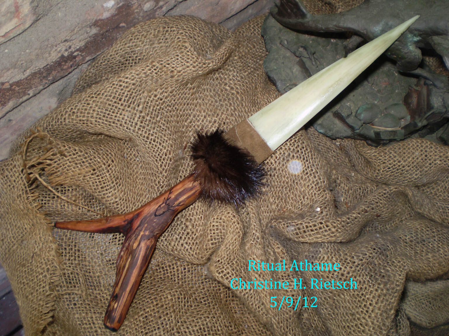 Deer Bone Athame with Diamond Willow Handle