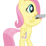 Fluttershy at the firearm training