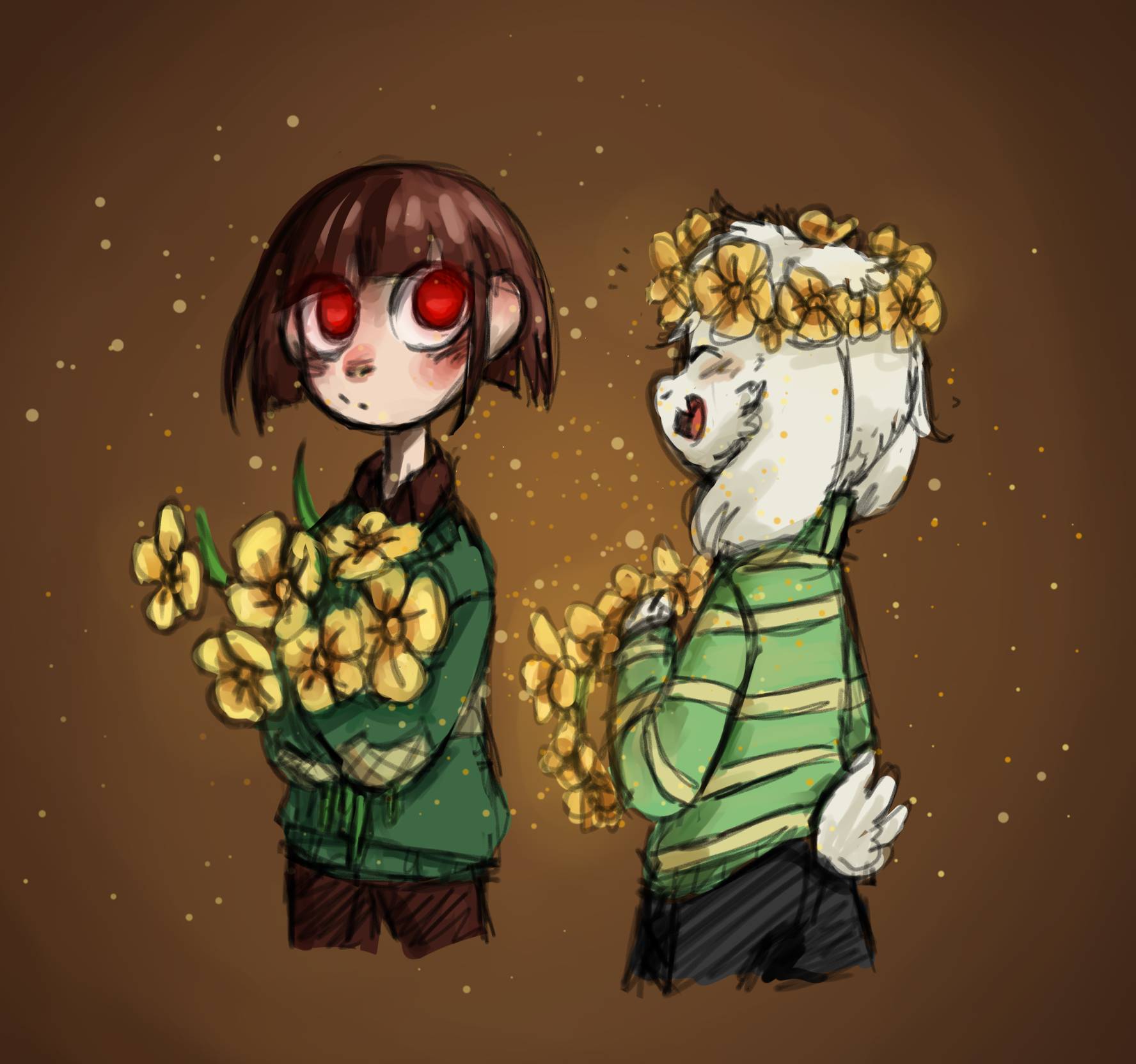 chara and asriel sketch by NettieArt on DeviantArt