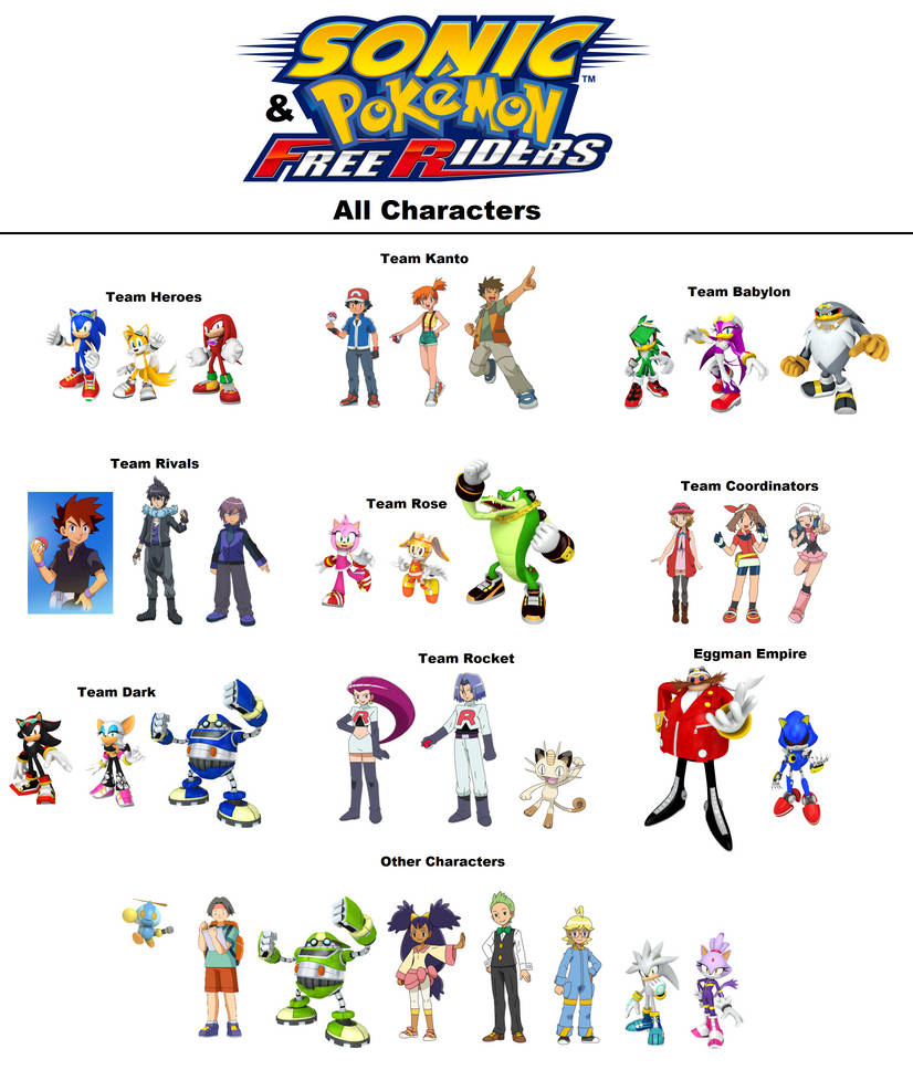 Free Riders Characters Sonic and Pokemon Free Riders all characters by Csillag-Jozef on DeviantArt