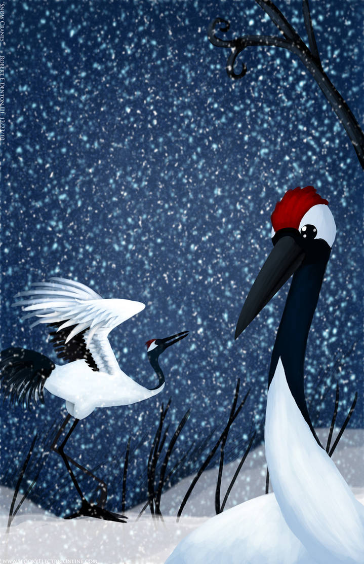 Snow Cranes by SP00KYELECTRIC
