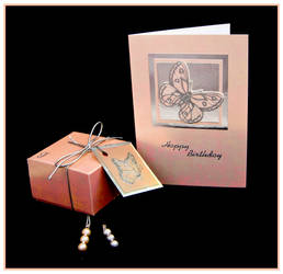 Peach Butterfly Box and Card by Sarahorsomeone