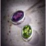 Amethyst and Peridot Bezel Set Pendants