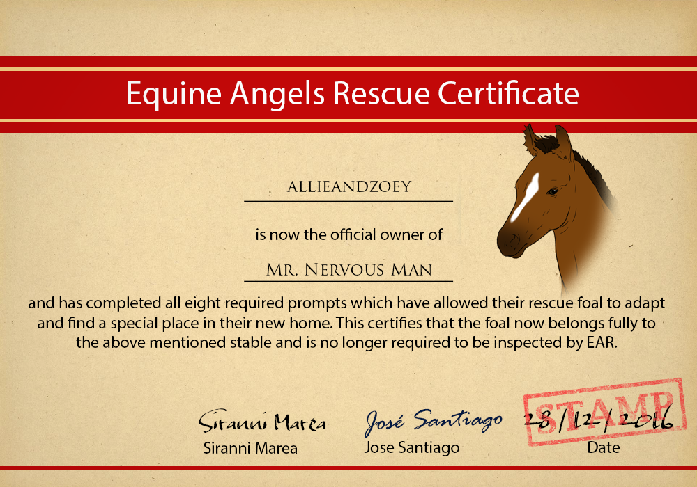 EAR Adoption Certificate: Foal 034