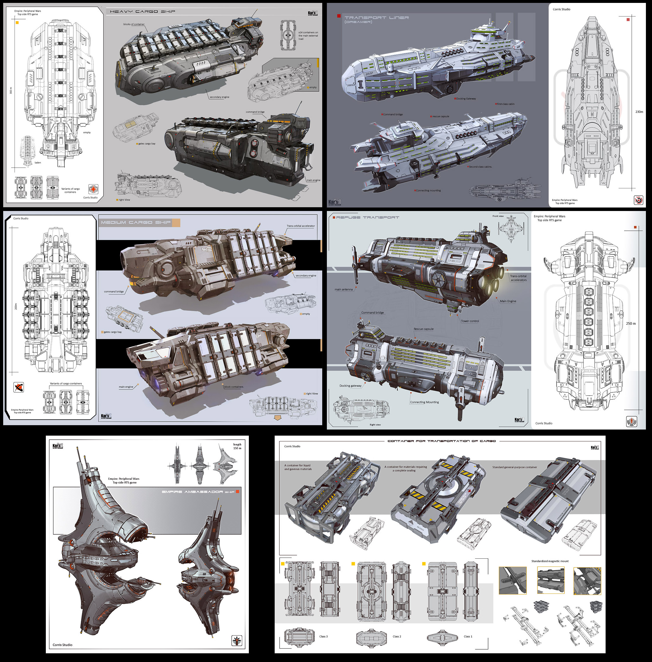 A series of civilian spaceship