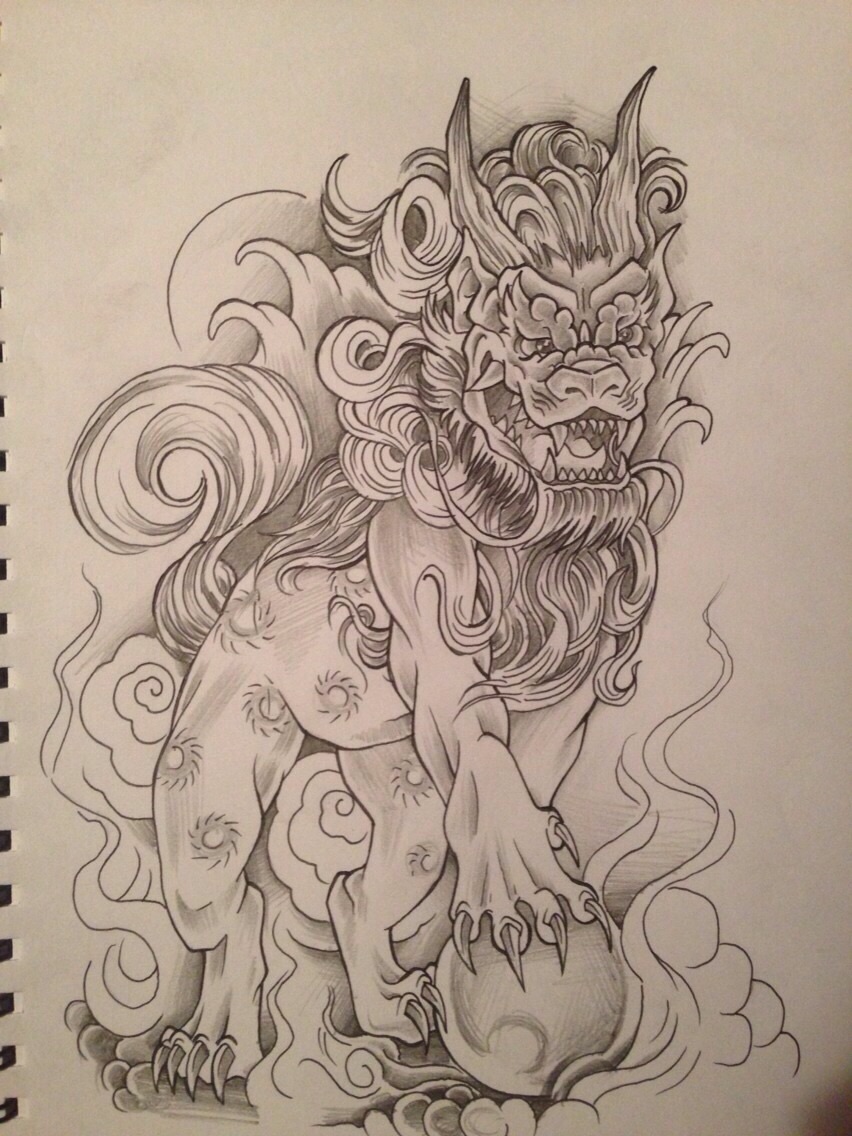 Foo dog tattoo design