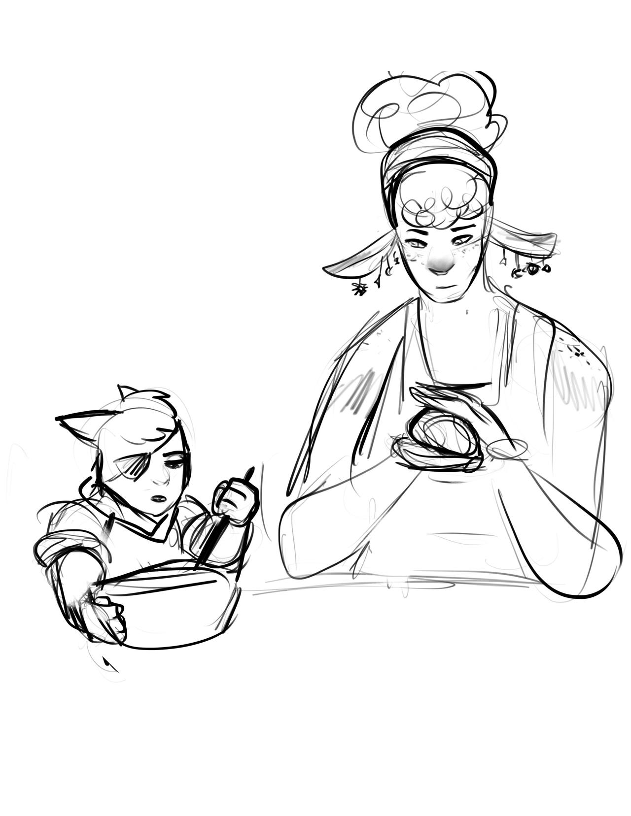 Cooking with Valynn and Nico (sketch) by emileeeedraws on DeviantArt
