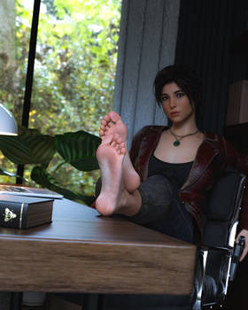 Lara Croft - Feet On Table