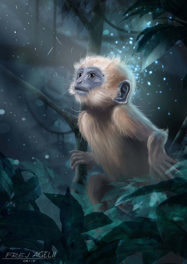 Moon Gazing Monkey by FrejAgelii