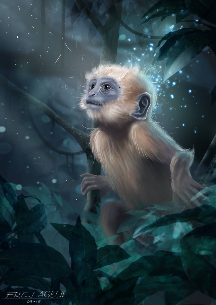 Moon Gazing Monkey by FrejAgelii Moon Gazing Monkey by FrejAgelii