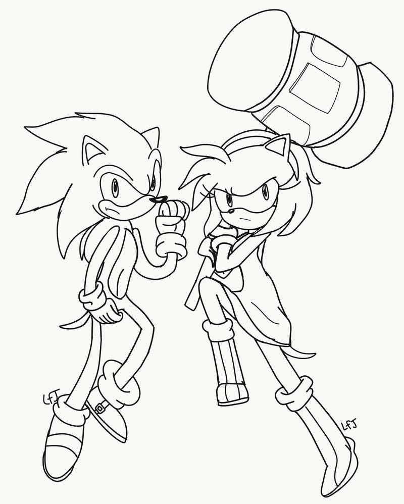 Sonic and Amy Free to color by LovefromJackie on DeviantArt