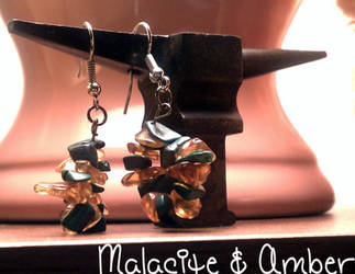 Earrings - Malachite + Amber