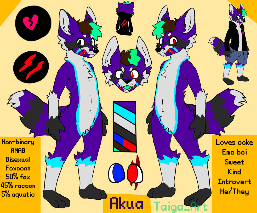 My fursona Reference Sheet (base by Kitsuonn) by TaigaArt on DeviantArt