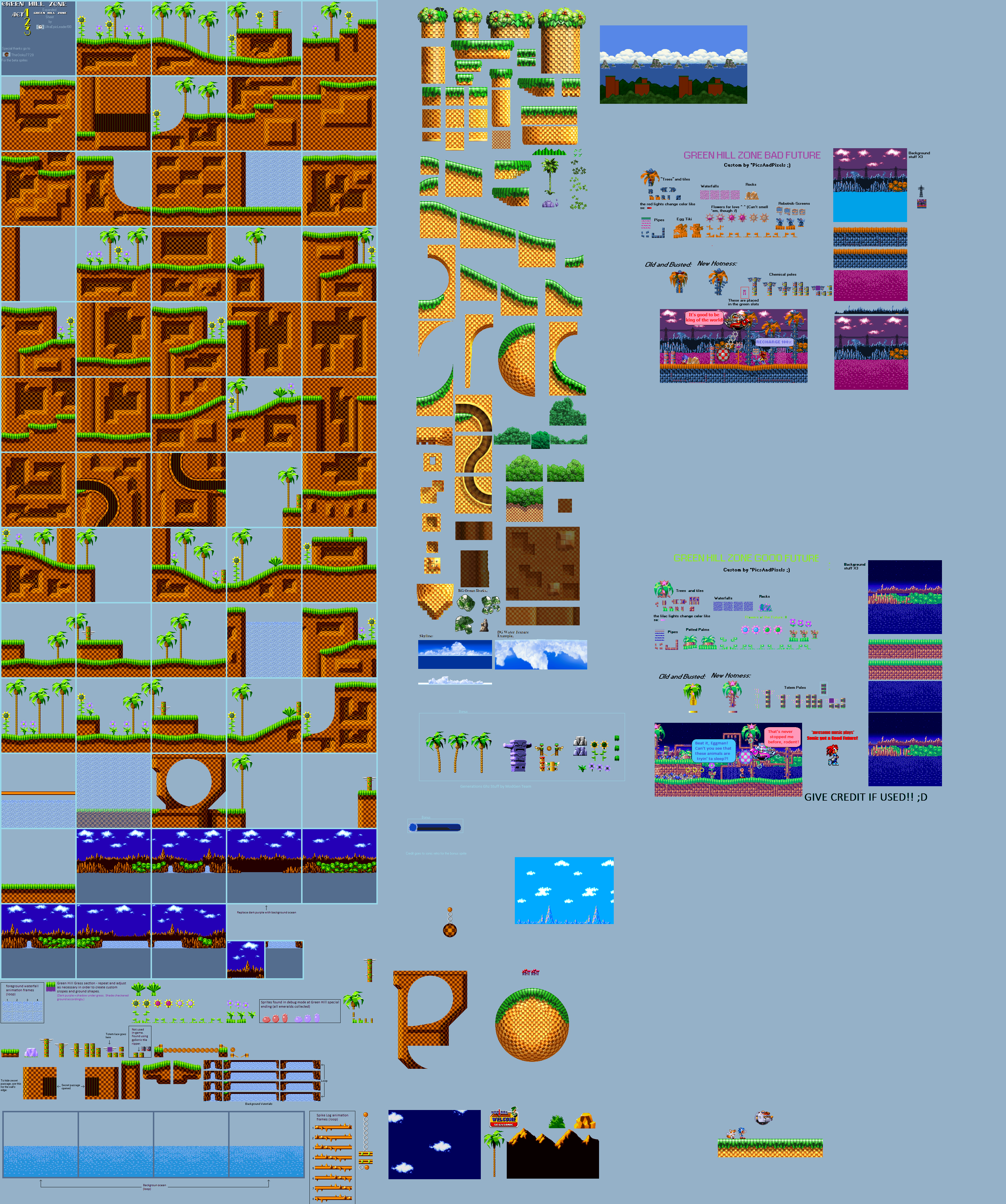 S1MD Green Hill Zone tilesets in S1MDMS style by HidroGeniuns on DeviantArt