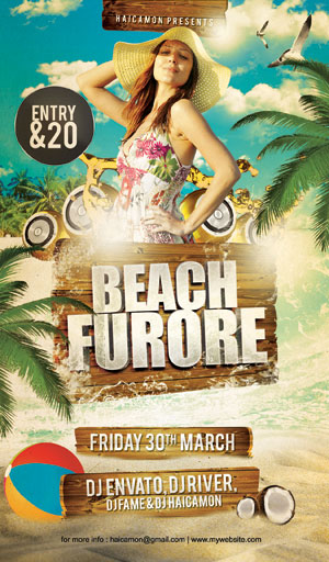 Beach Furore Party Flyer