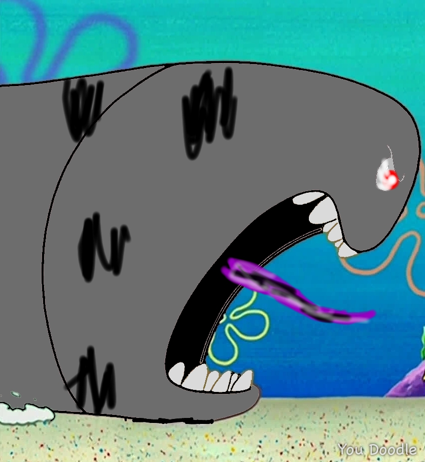 Digital art depicting a terrifying and detailed Alaskan Bull Worm emerging from a dark, rocky cavern.