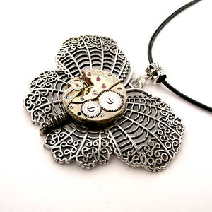 Steampunk Butterfly Pendant Watch Movt. by SteamSect Steampunk Butterfly Pendant Watch Movt. by SteamSect