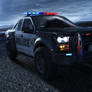 Police car in thunder