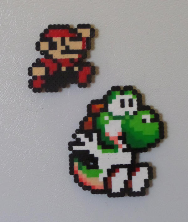 Mario and Yoshi Perler Magnets