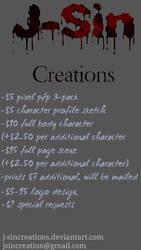 J-Sin Creations commission pricings