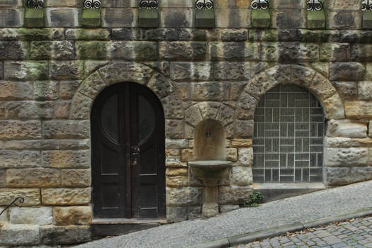 Door, window and fountain