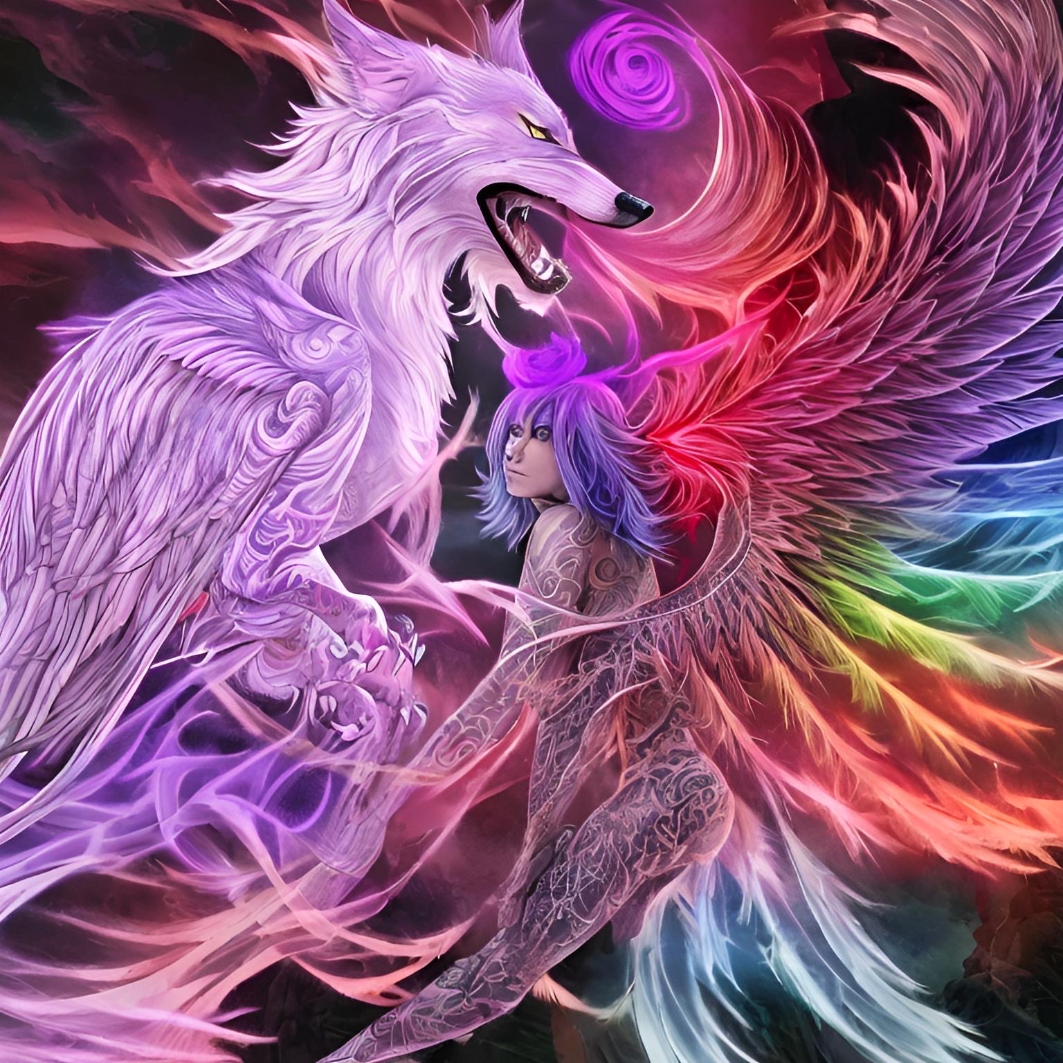 Phoenix Wolves The wolf and his Phoenix queen by Salema15 on DeviantArt