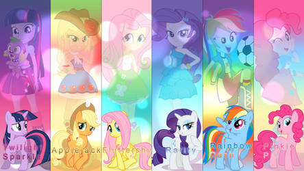 Mane six Equestria Girls wallpaper by IIThunderboltII