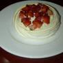 Pavlova Nest served with Cubed Strawberry