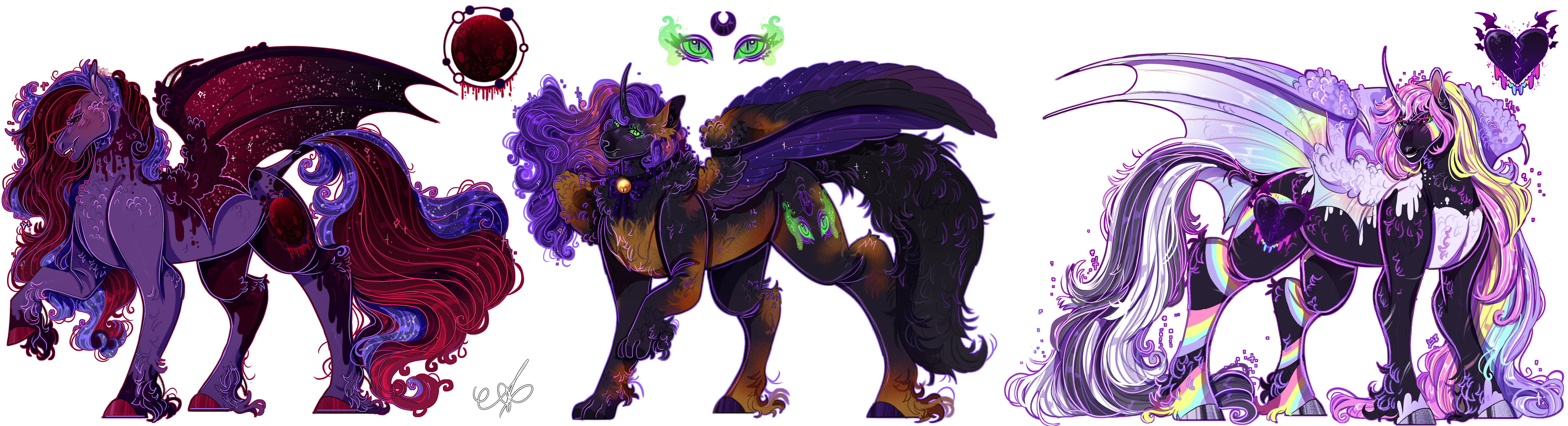 Halloween Adopts-Blood Moon,Black cat,Creepy Cute.