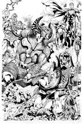 DC Justice League vs SteppenWolf inks