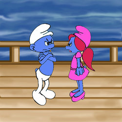 Tattlerette and Grouchy Smurf