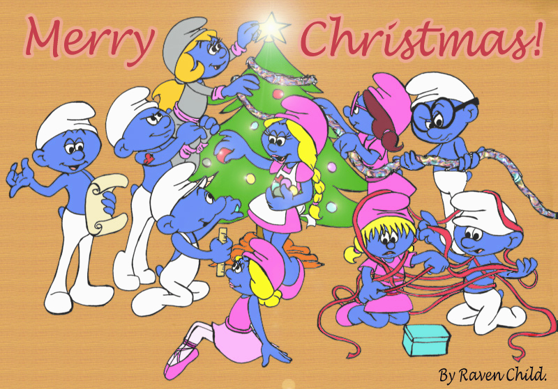 Xmas Smurfs and Smurfettes