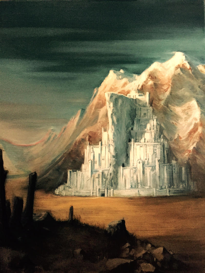Minas Tirith besieged fan art 2 - Handmade oil painting on canvas on demand
