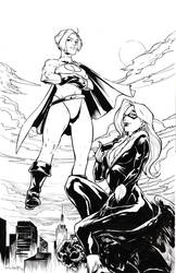 Blackcat and Power Girl Commission