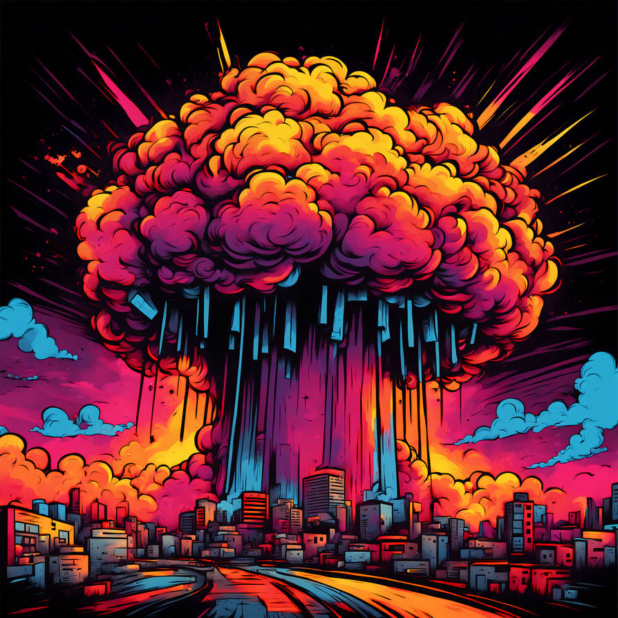 Nukedesign Color Huge Nuke Explosion, Vivid Neon Colors, Pop Art Ca by tietetank on ...