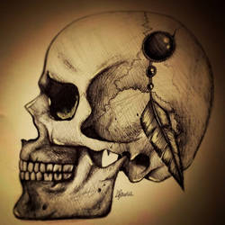 Skull and Feather Tattoo Design