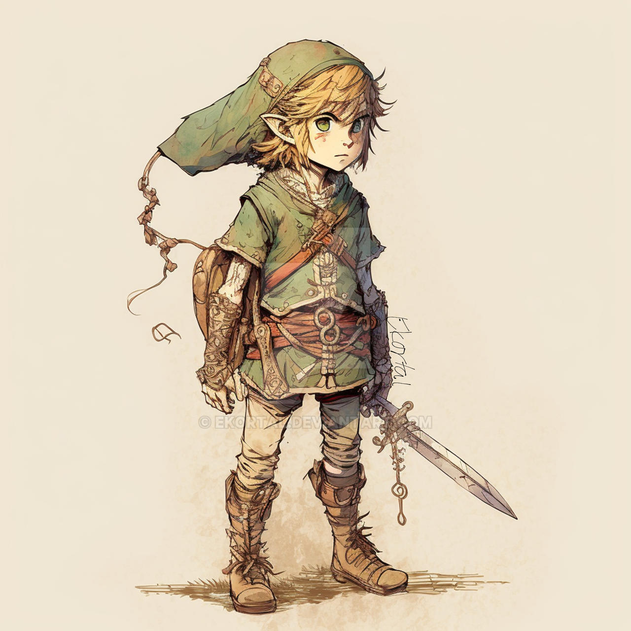 Ekortal full body Drawing of young boy link by ekortal on DeviantArt