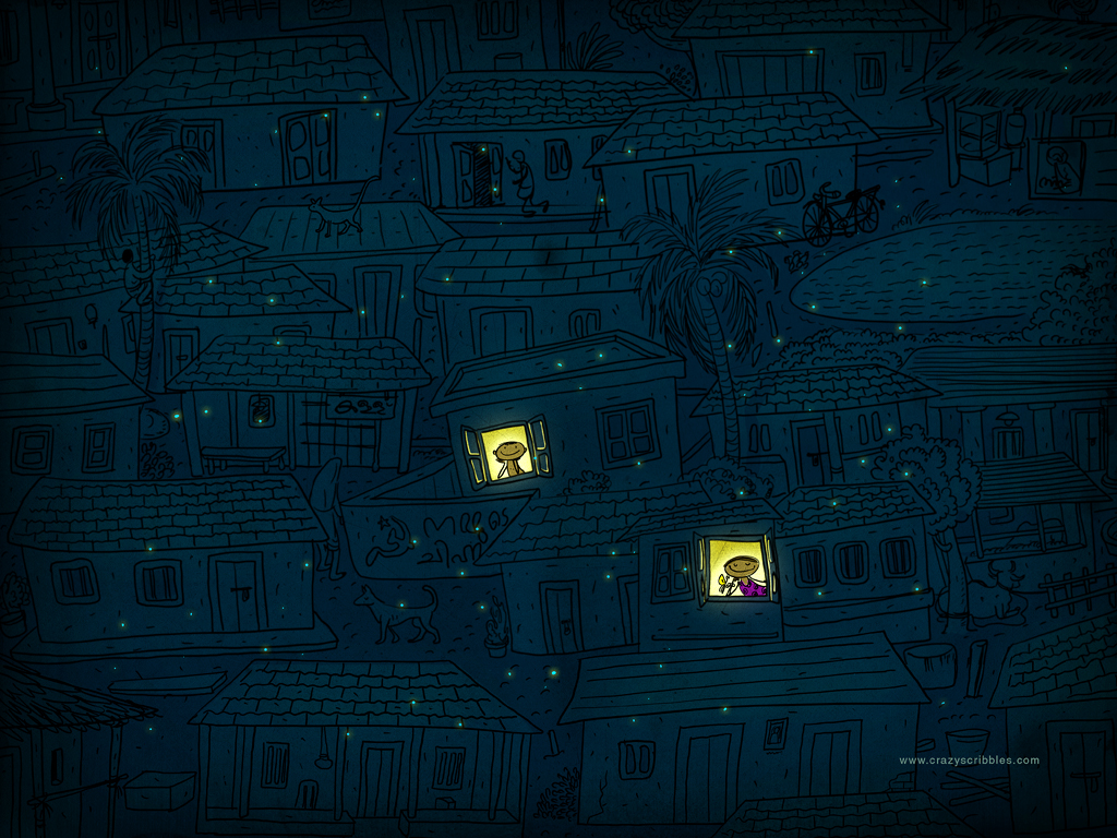 Moonlit village by anoop-pc
