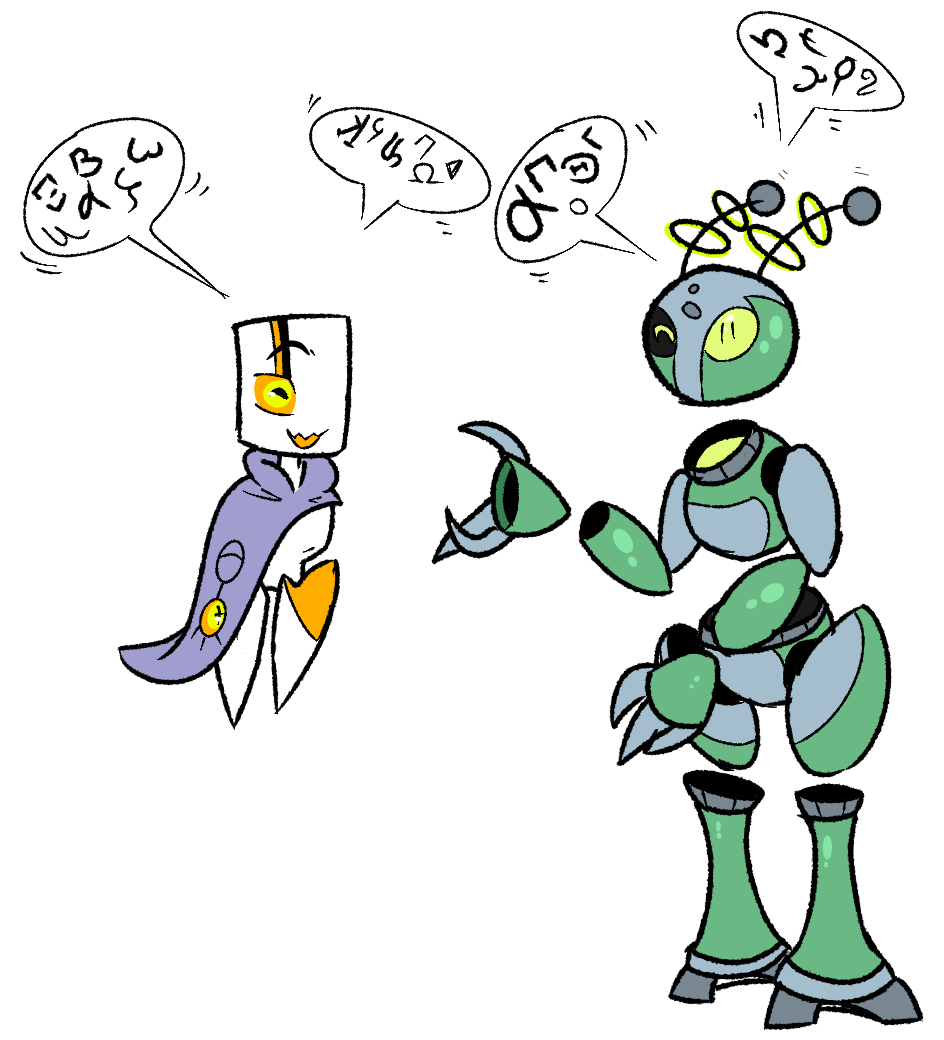 Kronos and Sectoid Robot in Old greek language (C)