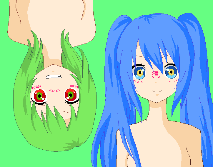 anime girl base pose with hair.