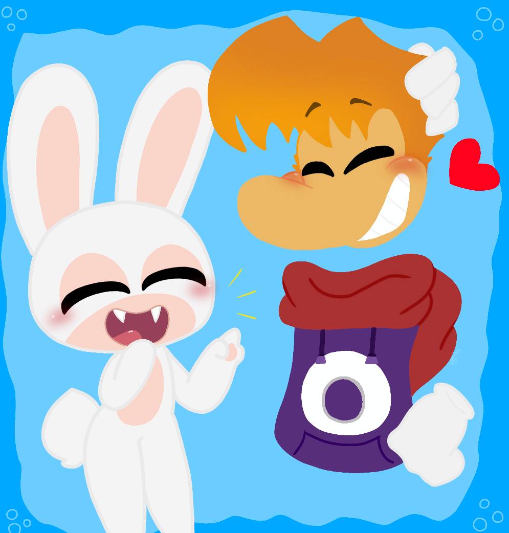 Laughter or flirting? /Rayman x Rabbid by RavingRabbid16 on DeviantArt