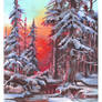 Winter Forest At Sunset (Oil paints)