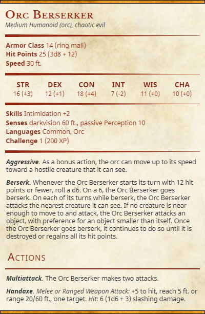 Boxer Stat Block Dungeons and Dragons 5e: Orc Berserker Statblock by SangheiliofPyrrhia ...