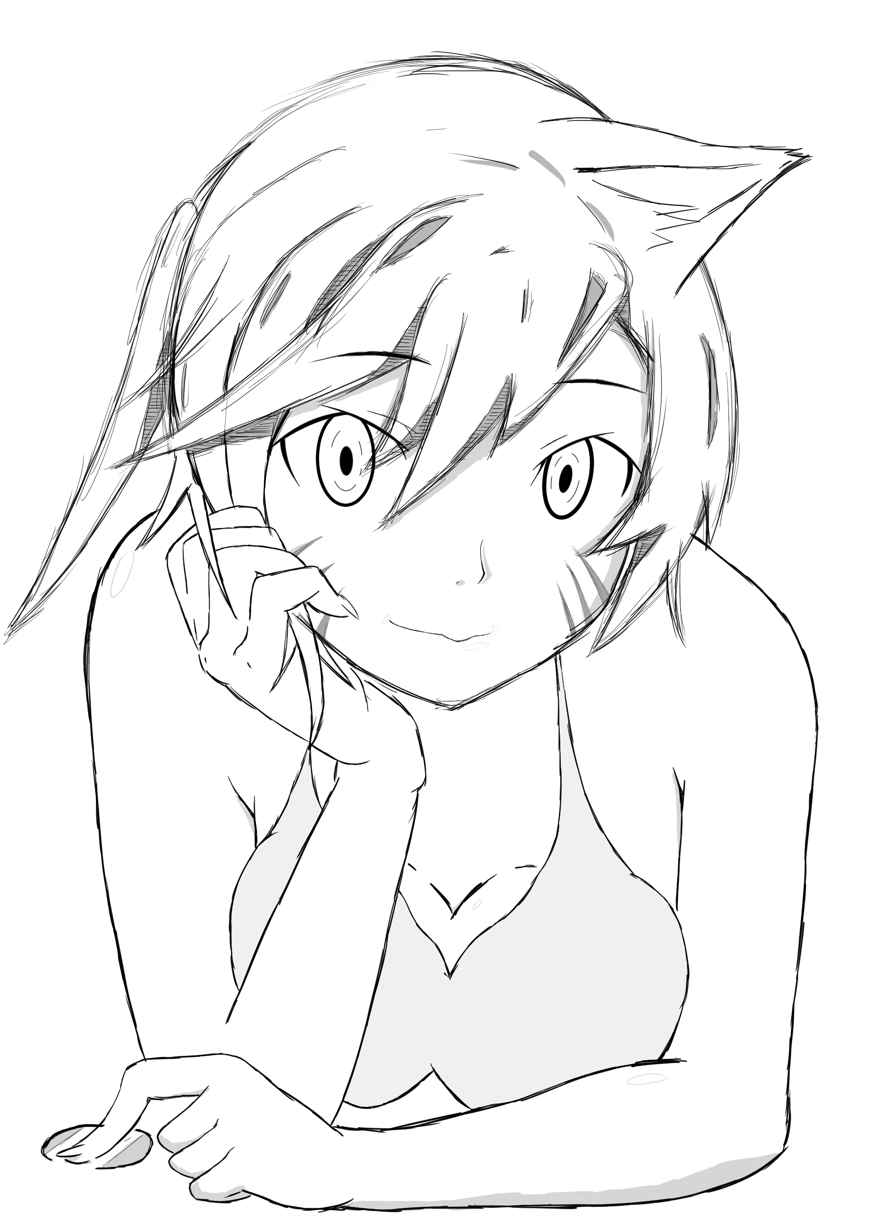 Pool Party Ahri ( Black White ) Work In Progress